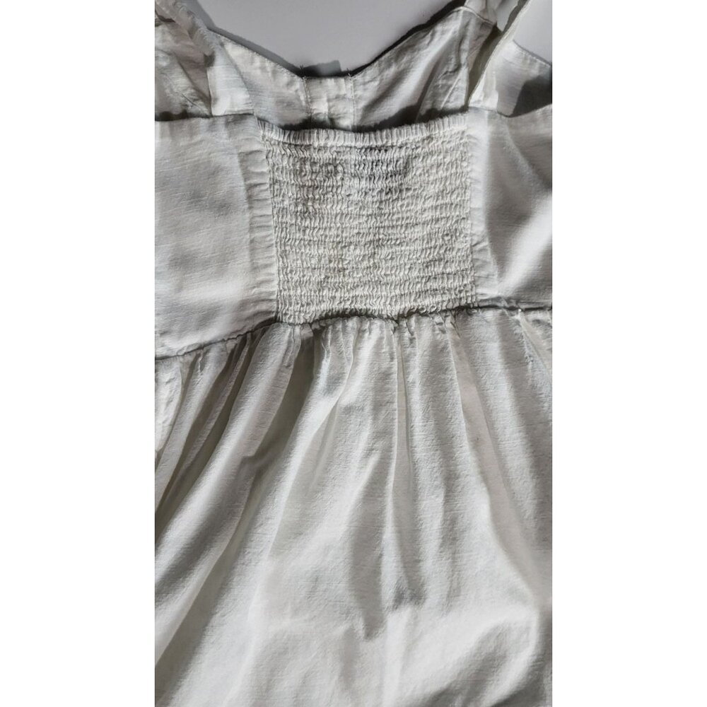 Urban Outfitters White Button-Front Tiered Midi Dress Adjustable Tie Straps XS - Picture 5 of 13